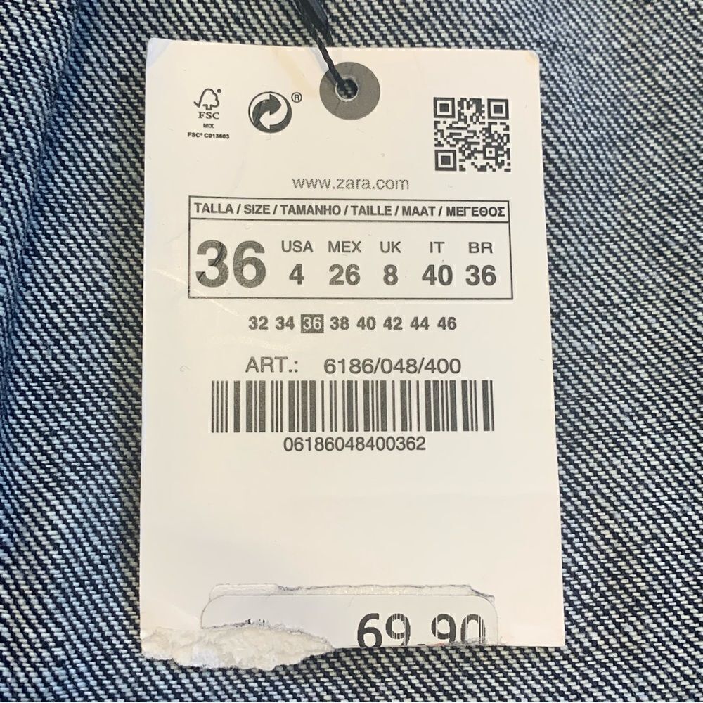 Zara The Inside Out Denim Pant Wide Leg High Rise Size 4 - Picture 11 of 16
